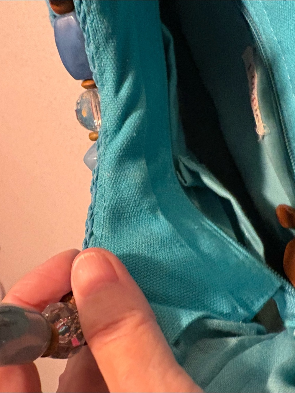 Turquoise Beaded Handled Purse - Picture 3 of 4